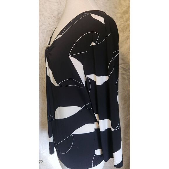 F95 Sag Harbor stretchy black n white blouse - Picture 5 of 7